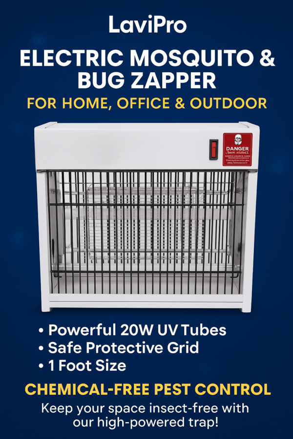 LaviPro Electric Flying Insect Killer – Mosquito & Bug Zapper for Home, Office & Outdoor | High-Powered UV Light Trap (1 Foot) - Image 2