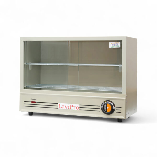 LaviPro Electric Patties Hot Case | 25-Piece Capacity Sliding Door Food Warmer | 650W Commercial Puff Warmer Oven for Bakery & Fast Food Counter | Grey Finish | Adjustable Thermostat | Made in India